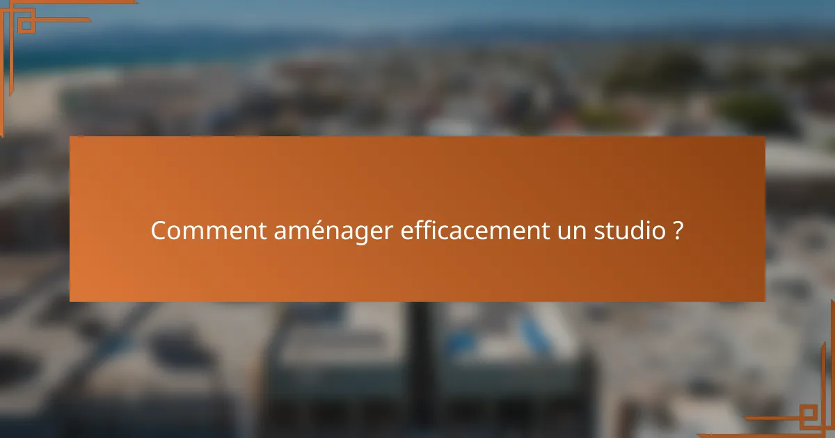 Comment aménager efficacement un studio ?