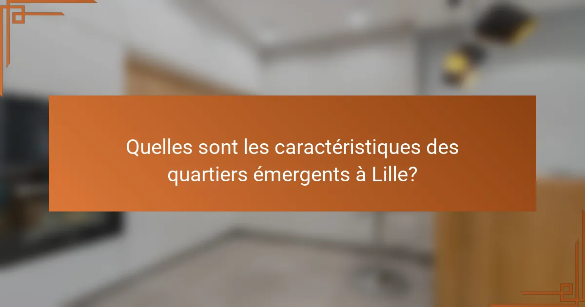 Quelles sont les caractéristiques des quartiers émergents à Lille?