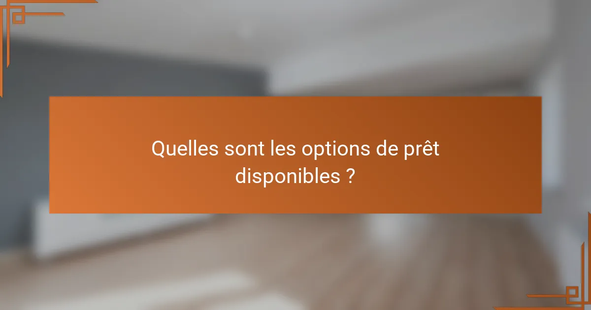 Quelles sont les options de prêt disponibles ?