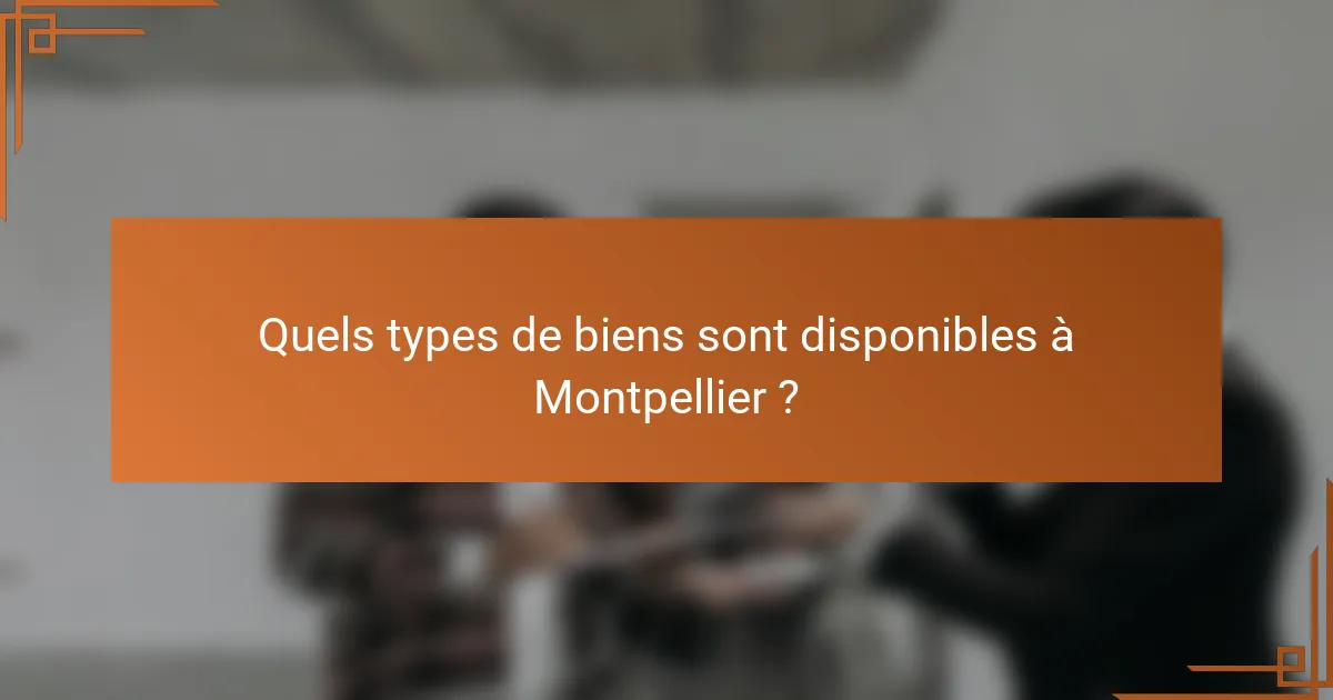 Quels types de biens sont disponibles à Montpellier ?