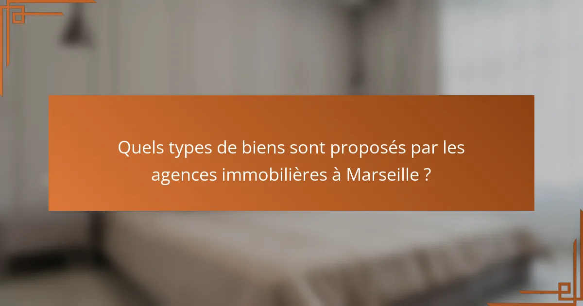 Quels types de biens sont proposés par les agences immobilières à Marseille ?